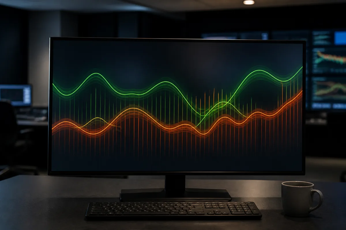 Écran de supervision affichant des courbes de trafic et un tableau de bord technique